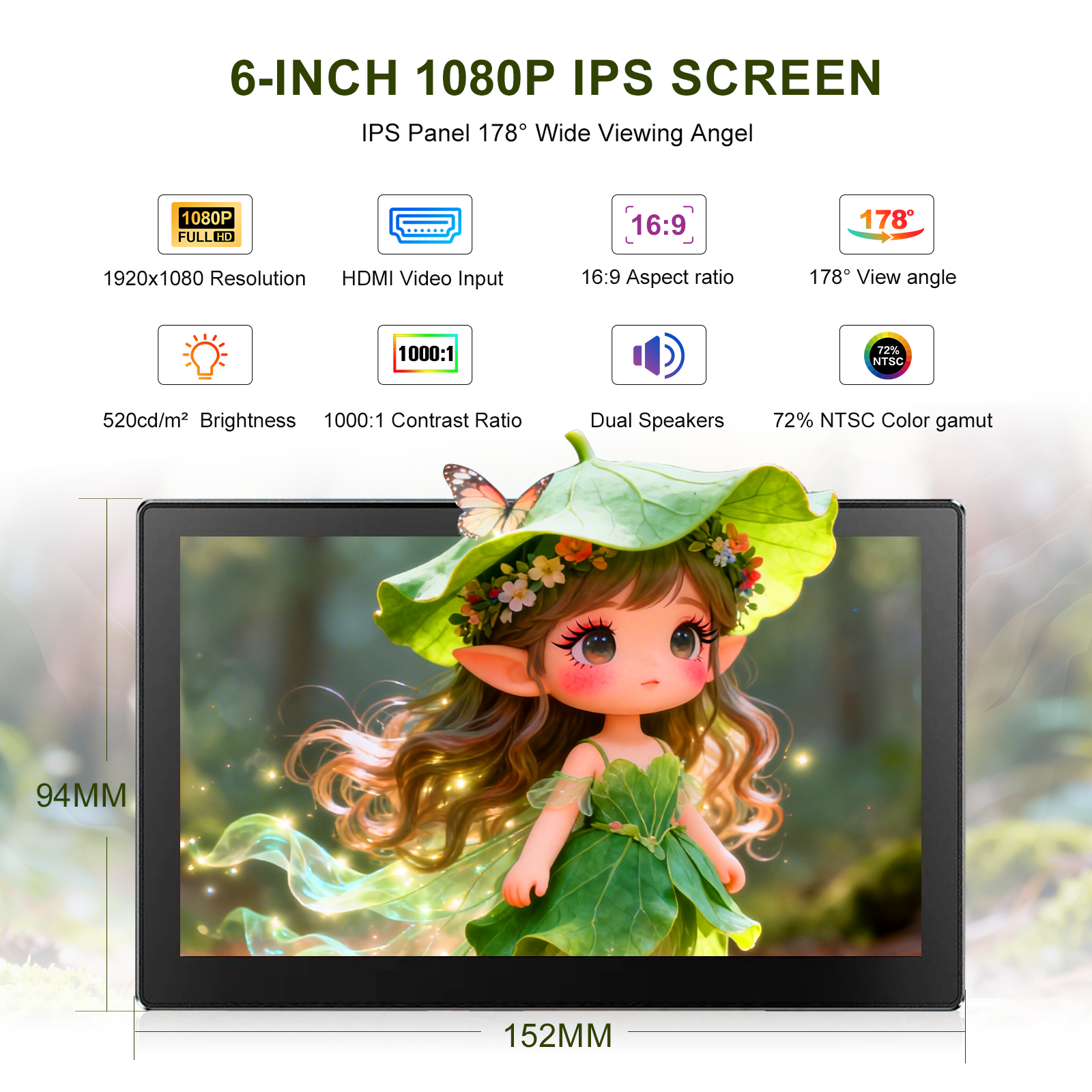 6 Inch Portable Monitor HD 108 - Gaming Console Display review and price